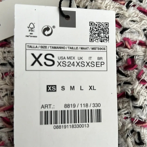 ZARA | Pink & Cream | TEXTURED WEAVE DRESS WITH RUFFLE 8819/118 - Picture 9 of 11